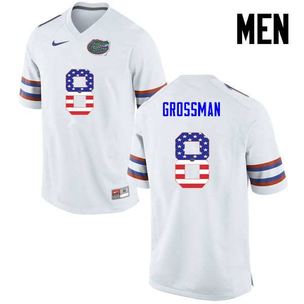 NCAA Florida Gators Rex Grossman Men's #8 USA Flag Fashion Nike White Stitched Authentic College Football Jersey NWT0664RN